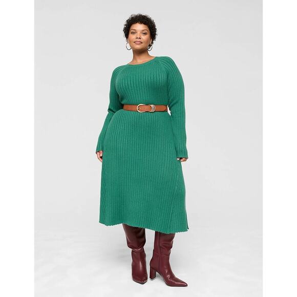 Lane Bryant Rib Sweater A Line Midi Dress Size 10/12 Long Sleeve Holiday Fall - Picture 1 of 13